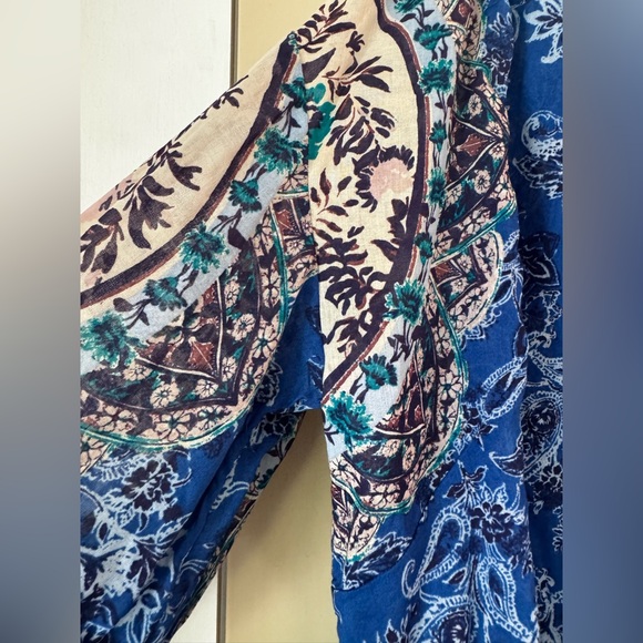 Free People Blue Paisley/Floral Button down Blouse - Picture 3 of 8